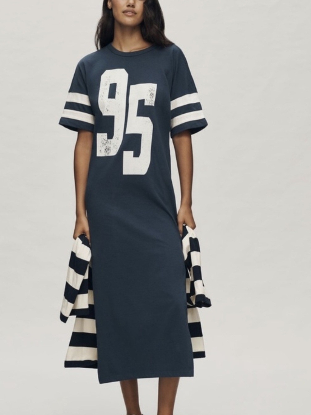 NWT Anthropologie Daily Practice Navy Graphic '95 Short-Sleeve Maxi Dress